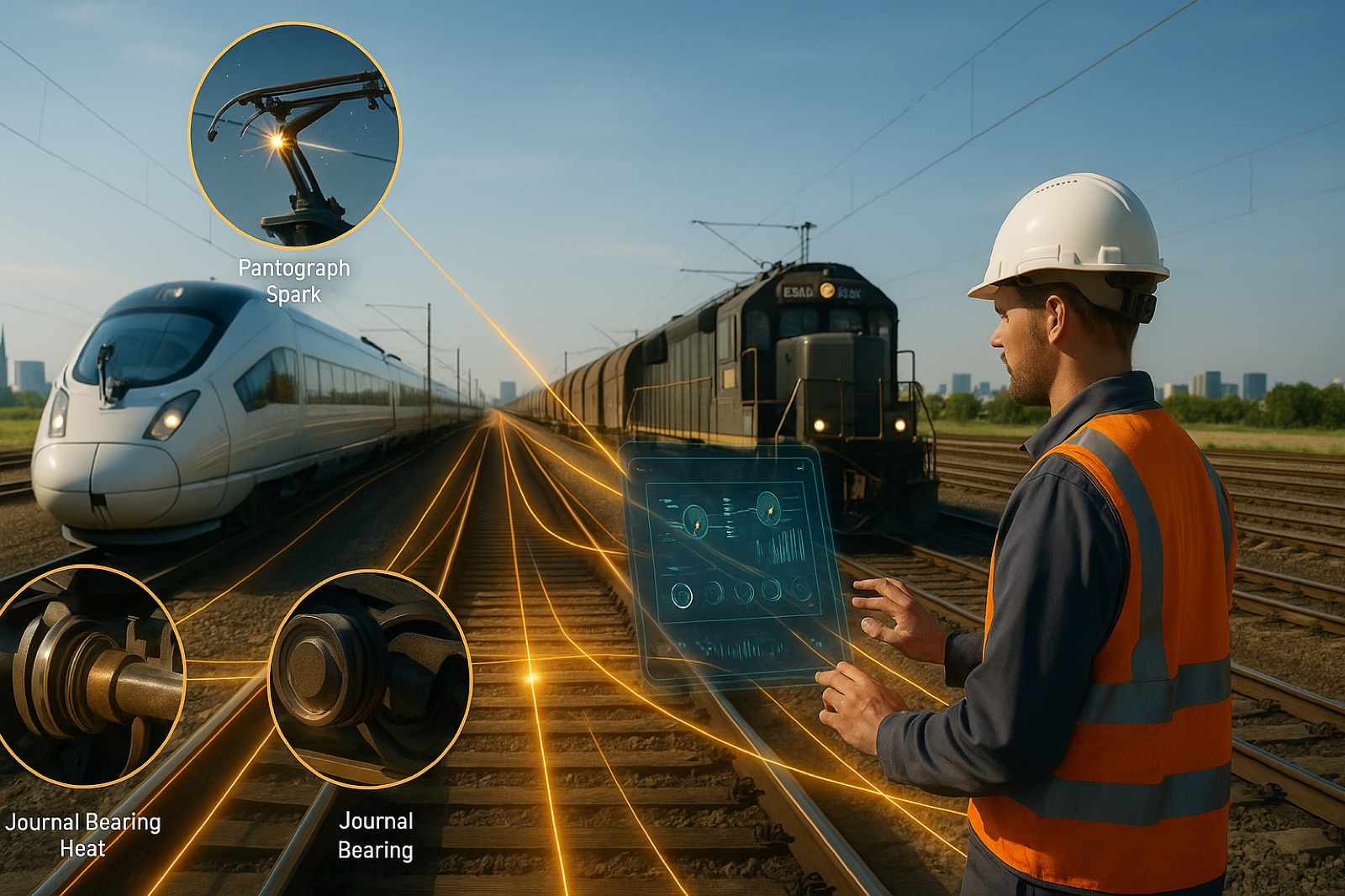 Rail predictive maintenance visualization for pantographs and bearings
